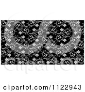 Clipart Of A Seamless Black And White Floral Vine Background Pattern 8 Royalty Free Vector Illustration