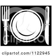 Clipart Of A Black And White Place Setting Restaurant Logo Royalty Free Vector Illustration