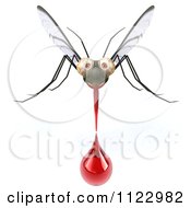 Clipart Of A 3d West Nile Virus Mosquito With A Blood Droplet 2 Royalty Free CGI Illustration