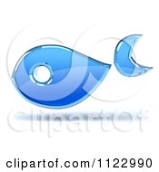 Clipart Of A 3d Blue Glass Fish Royalty Free CGI Illustration