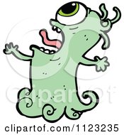 Fantasy Cartoon Of A Green Ghost Royalty Free Vector Clipart by lineartestpilot