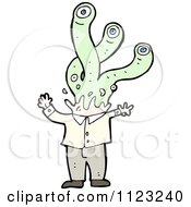 Fantasy Cartoon Of A Green Ghost - Royalty Free Vector Clipart by lineartestpilot #COLLC1123240-0180