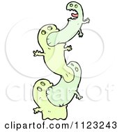 Fantasy Cartoon Of Yellow And Green Ghosts Royalty Free Vector Clipart