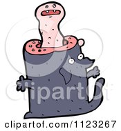 Fantasy Cartoon Of A Pink Ghost In A Dead Dog Royalty Free Vector Clipart