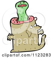 Fantasy Cartoon Of A Green Ghost And Dead Dog Royalty Free Vector Clipart