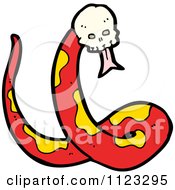 Fantasy Cartoon Of A Red Snake Skull Royalty Free Vector Clipart