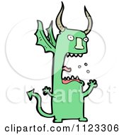 Fantasy Cartoon Of A Green Devil Dragon Monster 2 Royalty Free Vector Clipart