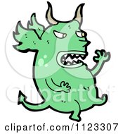 Fantasy Cartoon Of A Green Devil Dragon Monster 1 Royalty Free Vector Clipart