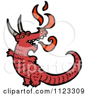 Fantasy Cartoon Of A Red Dragon 3 Royalty Free Vector Clipart