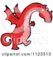 Fantasy Cartoon Of A Red Dragon 6 Royalty Free Vector Clipart