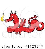 Fantasy Cartoon Of A Red Devil Dragon Monster 1 Royalty Free Vector Clipart