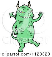 Fantasy Cartoon Of A Green Devil Monster 17 Royalty Free Vector Clipart