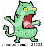 Fantasy Cartoon Of A Green Devil Monster 8 Royalty Free Vector Clipart