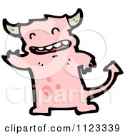 Fantasy Cartoon Of A Pink Devil Monster 1 Royalty Free Vector Clipart