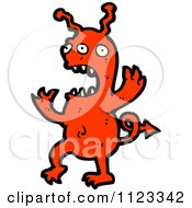 Fantasy Cartoon Of A Red Devil Monster Or Alien Royalty Free Vector Clipart