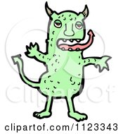 Fantasy Cartoon Of A Green Devil Monster 3 Royalty Free Vector Clipart