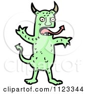 Fantasy Cartoon Of A Green Devil Monster 4 Royalty Free Vector Clipart