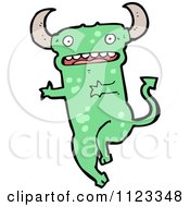 Fantasy Cartoon Of A Green Devil Monster 5 Royalty Free Vector Clipart