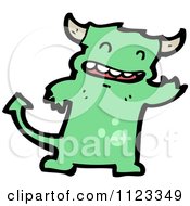 Fantasy Cartoon Of A Green Devil Monster 6 Royalty Free Vector Clipart