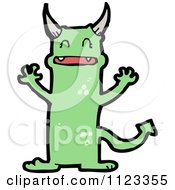 Fantasy Cartoon Of A Green Devil Alien Or Monster Royalty Free Vector Clipart
