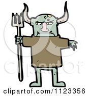 Fantasy Cartoon Of A Green Devil Royalty Free Vector Clipart by lineartestpilot
