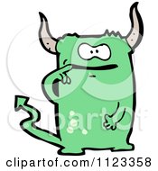 Fantasy Cartoon Of A Green Devil Alien Or Monster Royalty Free Vector Clipart