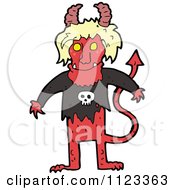 Fantasy Cartoon Of A Red Devil Monster 19 Royalty Free Vector Clipart by lineartestpilot