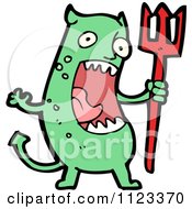 Fantasy Cartoon Of A Green Devil Monster 13 Royalty Free Vector Clipart by lineartestpilot