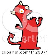 Fantasy Cartoon Of A Red Devil Monster 16 Royalty Free Vector Clipart by lineartestpilot