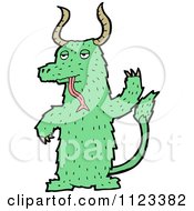 Fantasy Cartoon Of A Green Devil Alien Or Monster Royalty Free Vector Clipart by lineartestpilot