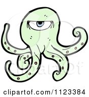 Fantasy Cartoon Of A Green Alien Or Monster Octopus Royalty Free Vector Clipart by lineartestpilot