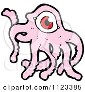 Fantasy Cartoon Of A Pink Tentacled Alien Monster Royalty Free Vector Clipart by lineartestpilot