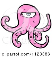 Fantasy Cartoon Of A Pink Tentacled Alien Monster Royalty Free Vector Clipart