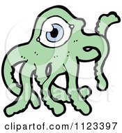 Fantasy Cartoon Of A Green Tentacled Alien Or Monster Royalty Free Vector Clipart by lineartestpilot
