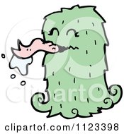 Fantasy Cartoon Of A Green Hairy Alien Or Halloween Monster Royalty Free Vector Clipart by lineartestpilot