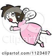 Fantasy Cartoon Of A Fairy In A Pink Dress Royalty Free Vector Clipart