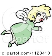 Fantasy Cartoon Of A Blond Fairy In A Green Dress Royalty Free Vector Clipart