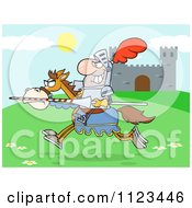Poster, Art Print Of Charging Jousting Knight Near A Castle