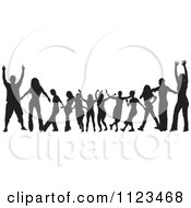 Clipart Of A Silhouetted Crowd Of Dancers 25 Royalty Free Vector Illustration