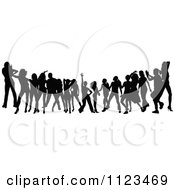 Clipart Of A Silhouetted Crowd Of Dancers 26 Royalty Free Vector Illustration