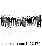 Clipart Of A Silhouetted Crowd Of Dancers 27 Royalty Free Vector Illustration