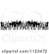 Clipart Of A Silhouetted Crowd Of Dancers 14 Royalty Free Vector Illustration