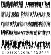 Clipart Of Silhouetted Dancers 5 Royalty Free Vector Illustration