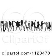Clipart Of A Silhouetted Crowd Of Dancers 19 Royalty Free Vector Illustration