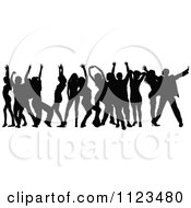 Clipart Of A Silhouetted Crowd Of Dancers 10 Royalty Free Vector Illustration