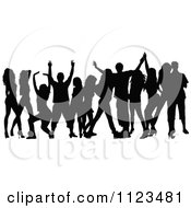 Clipart Of A Silhouetted Crowd Of Dancers 11 Royalty Free Vector Illustration