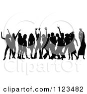 Clipart Of A Silhouetted Crowd Of Dancers 12 Royalty Free Vector Illustration