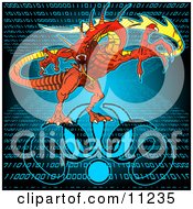 WWW Floating In Cyberspace With Binary Code Background Clipart Illustration