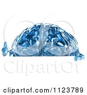 Clipart Of A 3d Blue Glass Brain Holding A Sign Royalty Free CGI Illustration