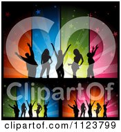 Poster, Art Print Of Silhouetted Dancers Over Colorful Star Burst Banners